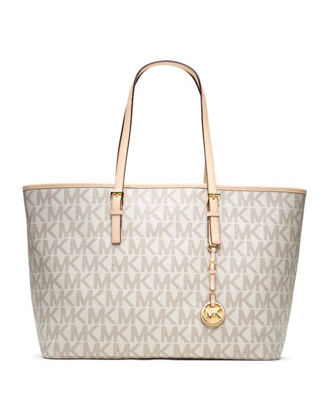 michael kors white and brown chain handle logo tote bag|Michael Kors Tote bag sale.